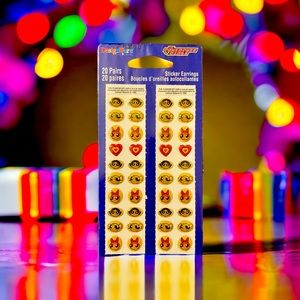 Vintage 1999 Powerpuff Girls stick-on puffy Sticker earrings - VERY rare - NOS